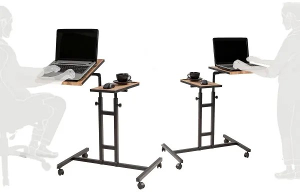 Állítható GLEN asztal 87x67 cm barna/fekete