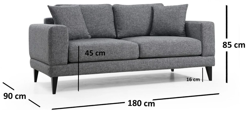 Kétszemélyes kanapé Nordecato (sötétszürke + fekete). 1106651