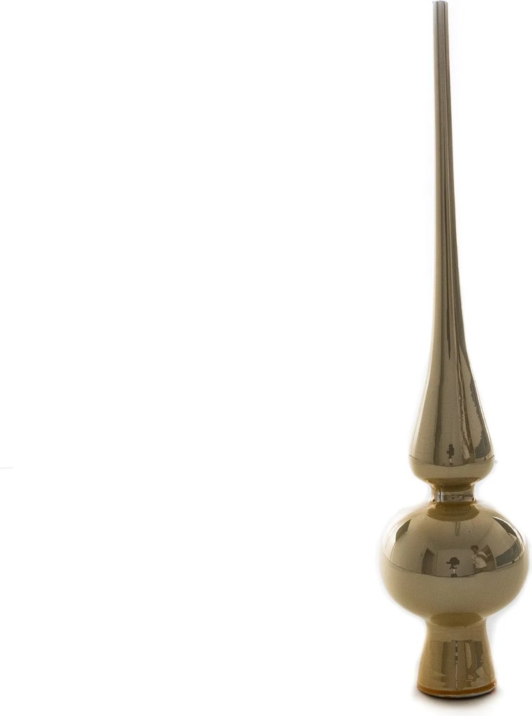 Pezsgőszínű üveg csúcsdísz 25 cm