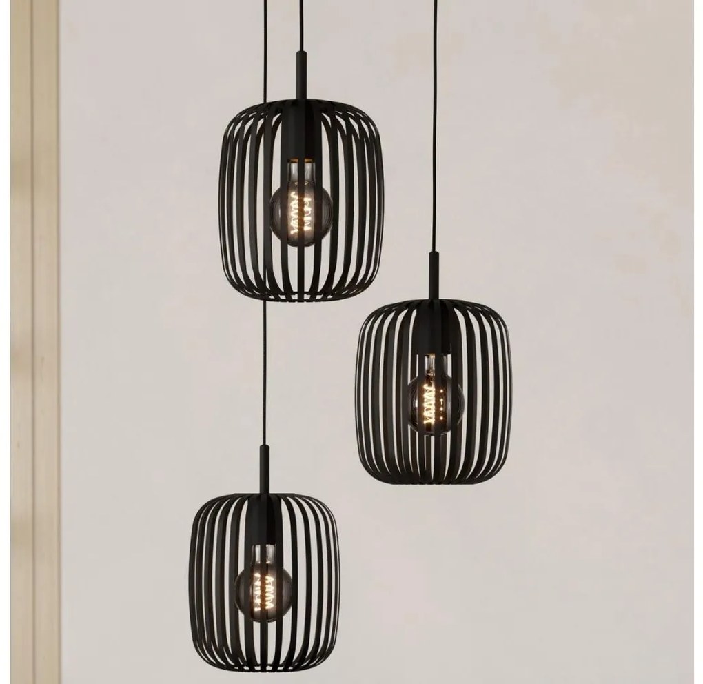 Eglo 900686 - Csillár zsinóron ROMAZZINA 3xE27/40W/230V fekete