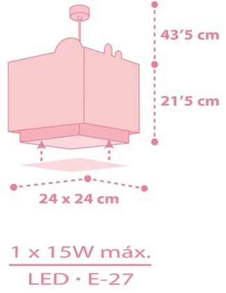 Dalber 63112S - Gyermekcsillár JUNGLE 1xE27/15W/230V rózsaszín