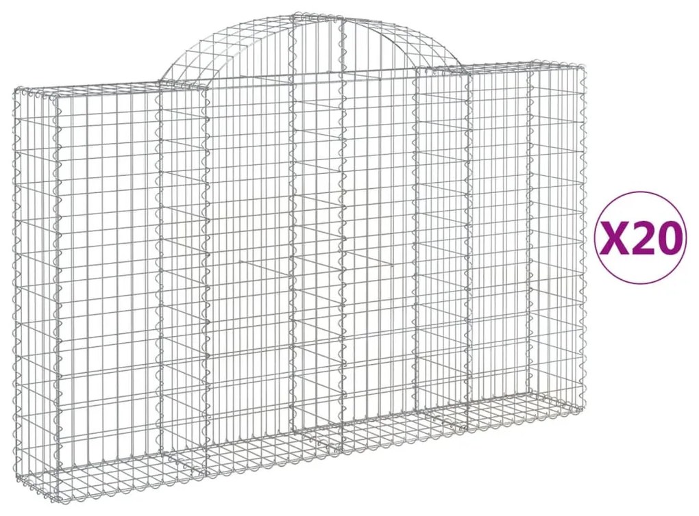 20 db íves horganyzott vas gabion kosár 200x30x120/140 cm