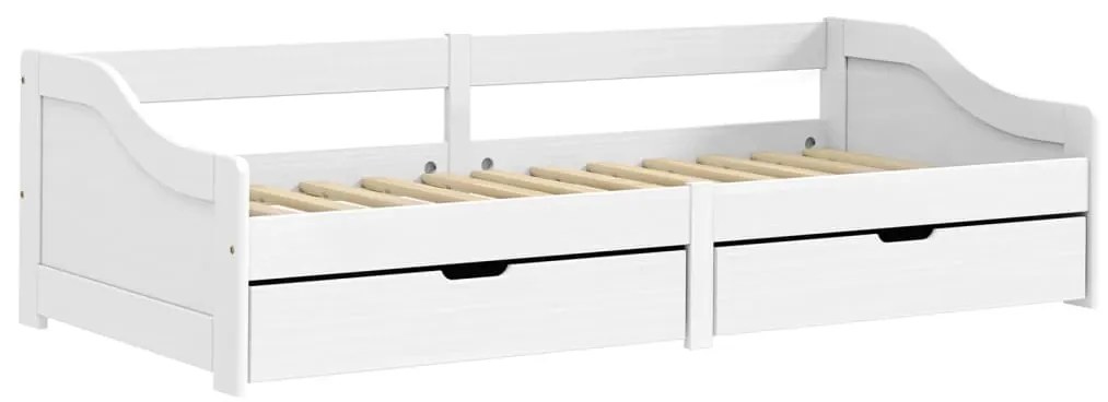 IRUN fehér tömör fenyőfa kanapéágy 2 fiókkal 90 x 200 cm