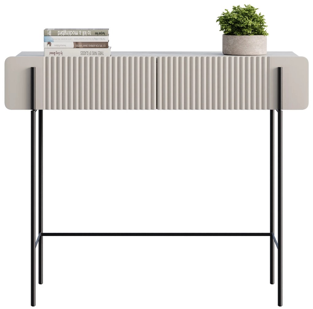 Malmi fiókos sminkasztal 100 cm - kasmír / crema bianca / fekete lábak