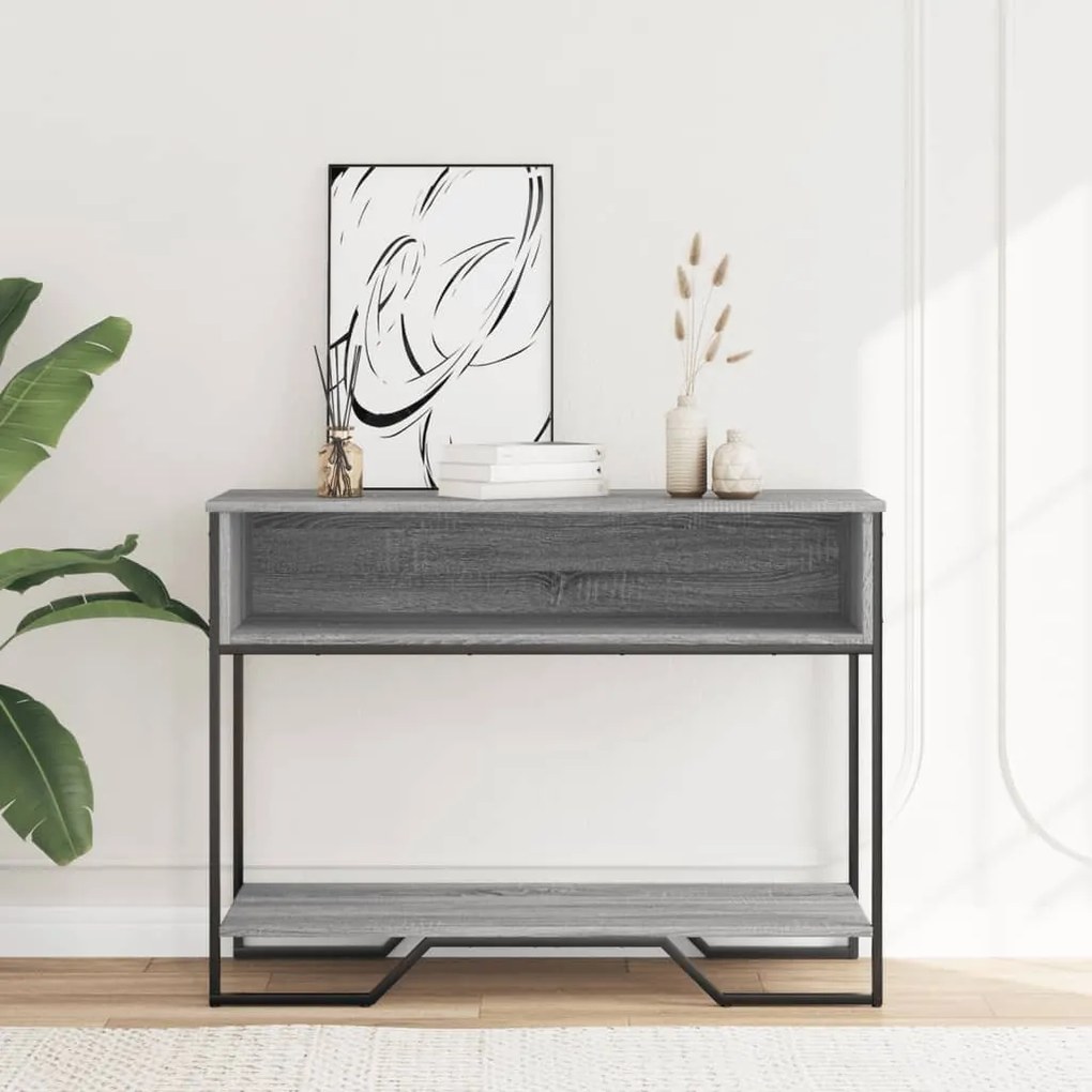 szürke sonoma szerelt fa dohányzóasztal 100x35x74,5 cm