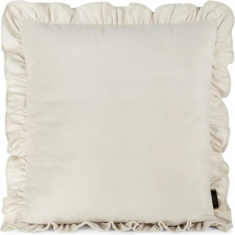 Brenda díszpárnahuzat 45x45 Eurofirany krémszínű, fodrokkal díszített