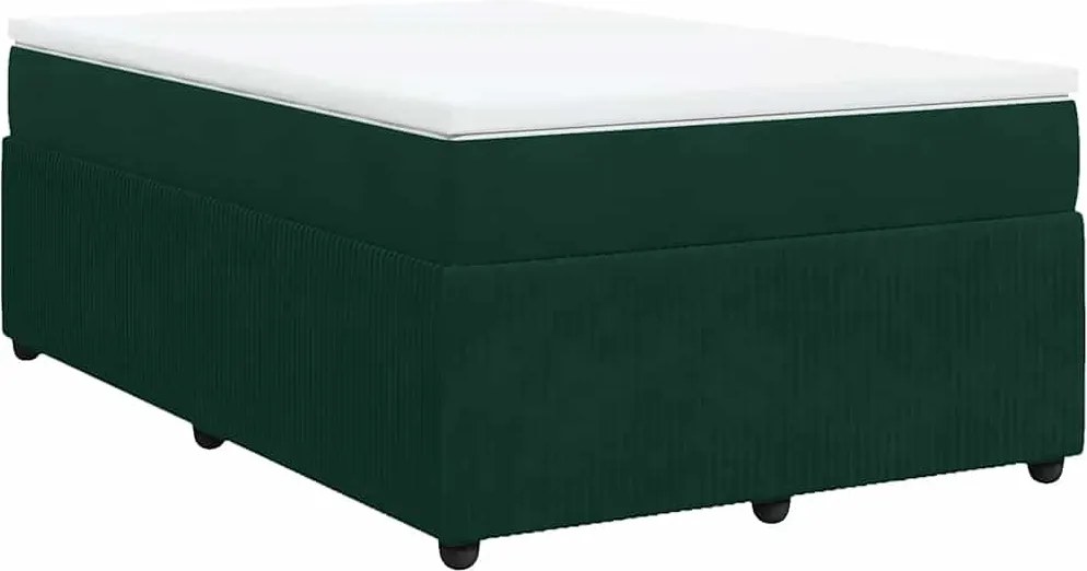 vidaXL sötétzöld bársony rugós ágy matraccal 120 x 200 cm