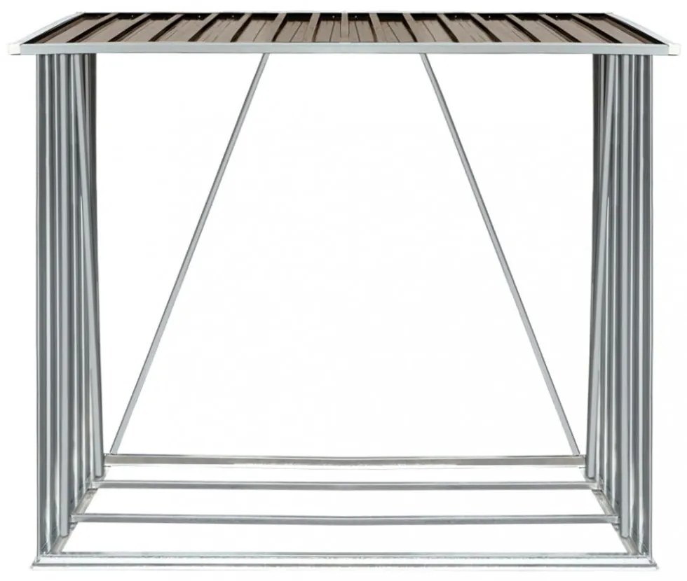 barna horganyzott acél kerti tűzifatároló 163 x 83 x 154 cm