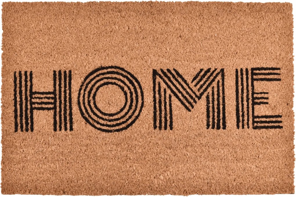 Lábtörlő ajtóhoz 60x40 cm kókusz, Home Csíkos nyomott mintával, barna