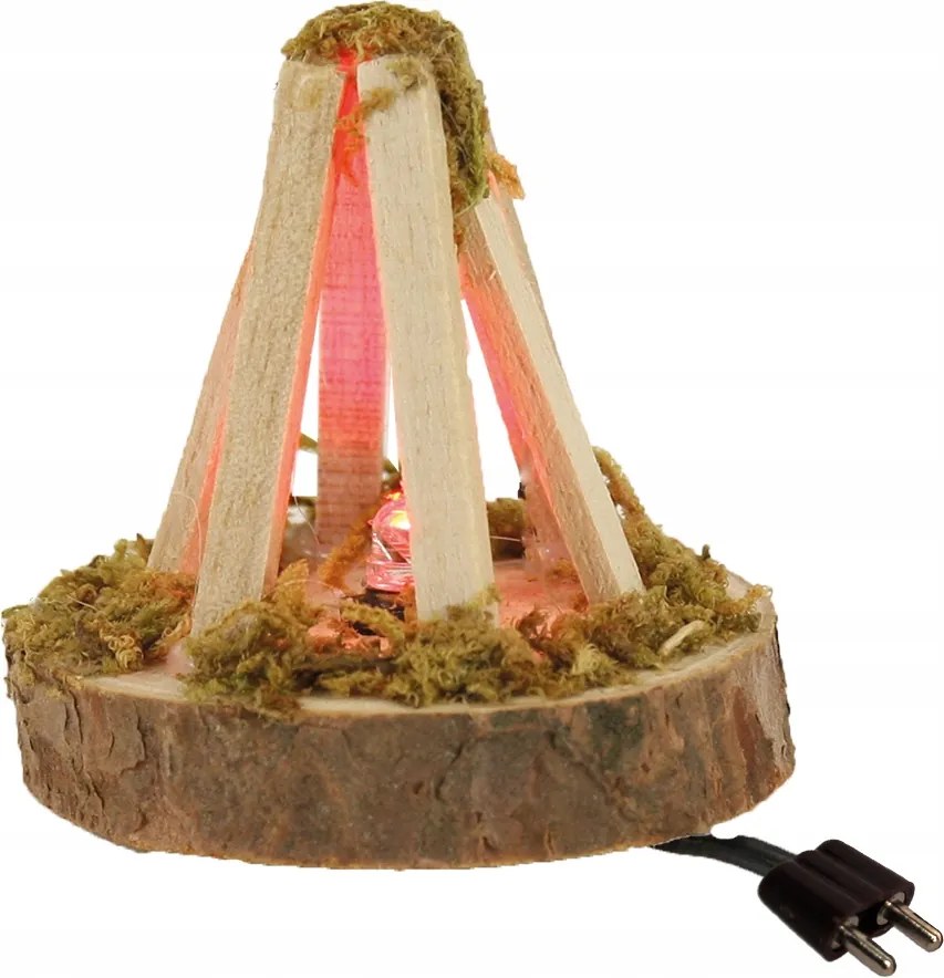 Betlehem Dekoráció Tűzrakóhely Piros Led Izzóval 5CM Magas 7-11CM-ES Figurákhoz