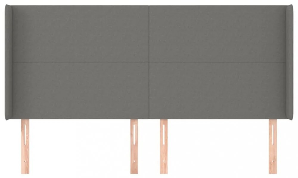 sötétszürke szövet fejtámla szárnyakkal 203x16x118/128 cm