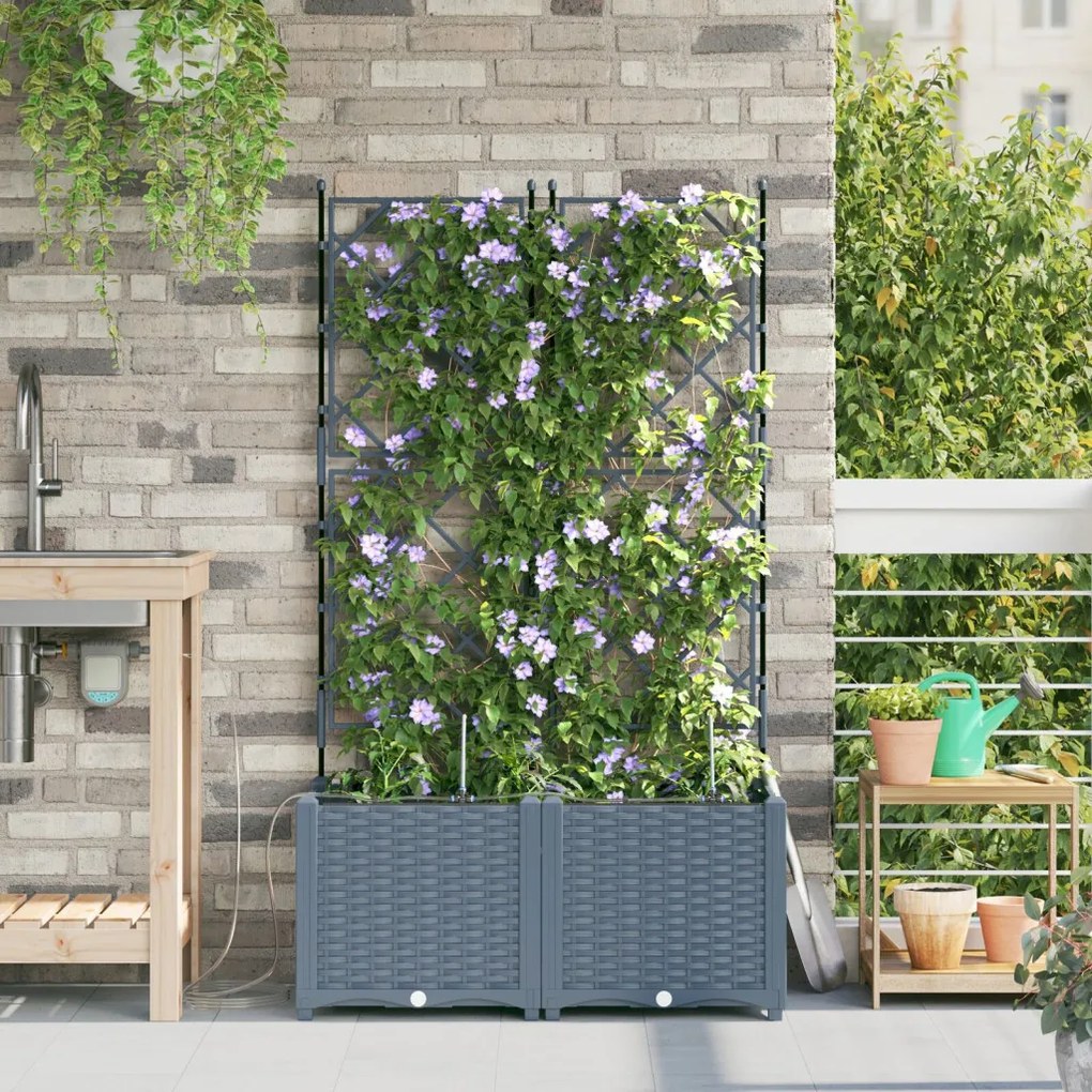 Kerti ültetők Világosszürke 80 x 40 x 142 cm Acél