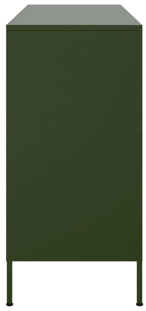 olívazöld acél tálalószekrény 100,5 x 39 x 79 cm