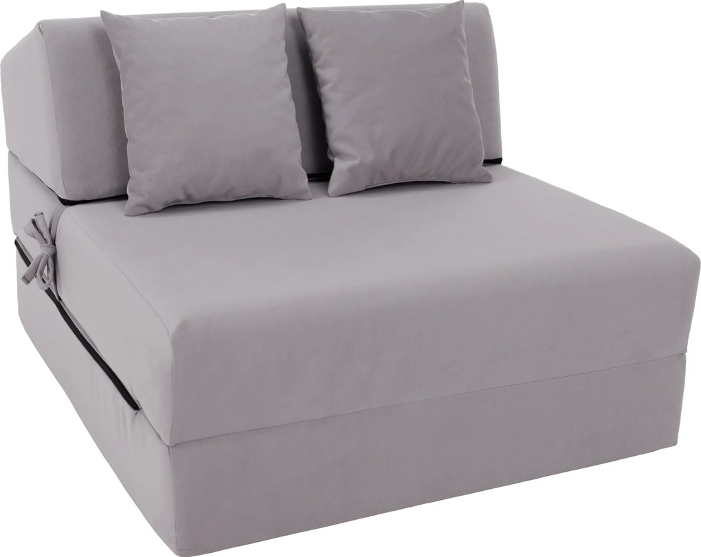 Összecsukható matrac/fotel, 2v1, világosszürke, PELOS