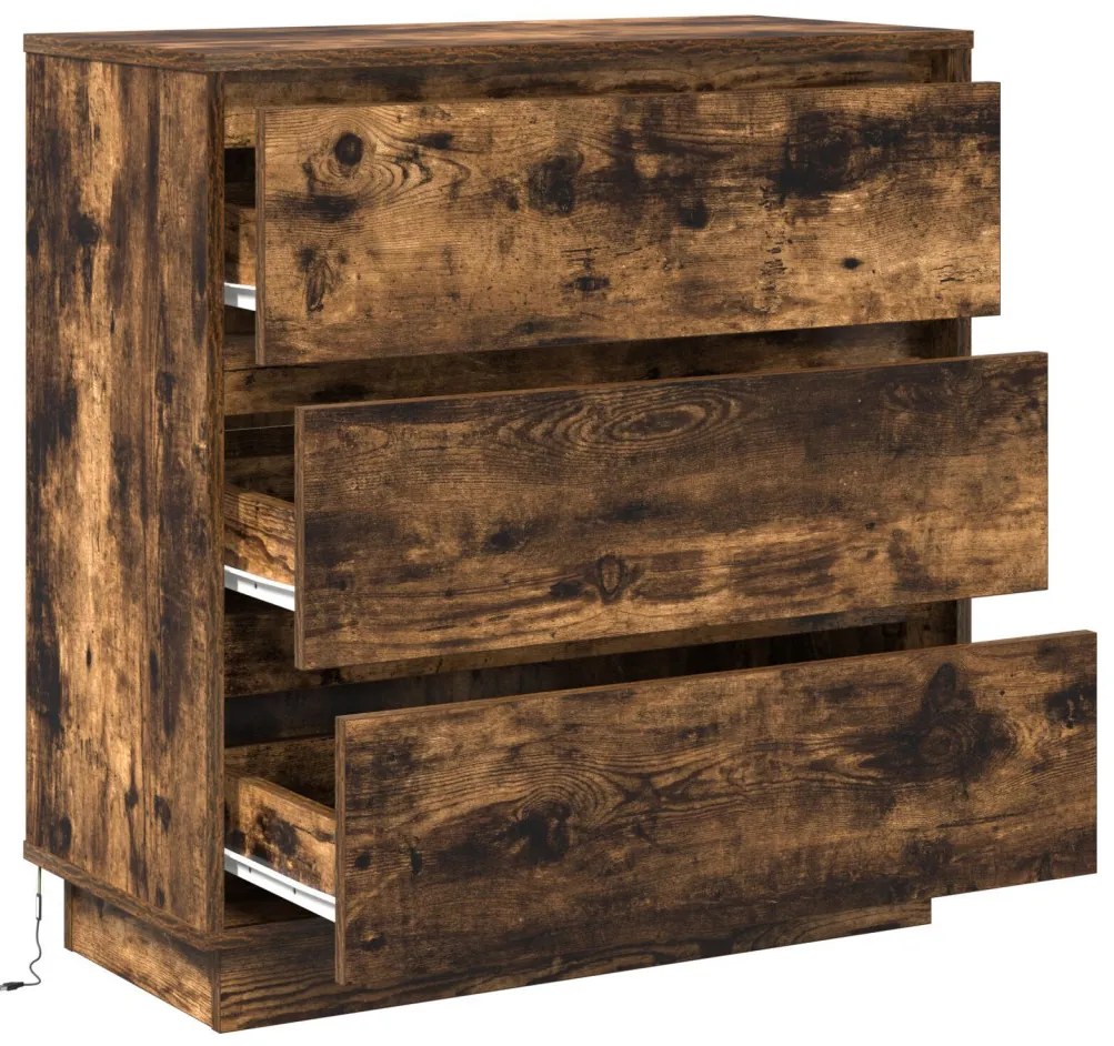 Éjjeli Szekrény LED Füstölt Tölgy 71x34.5x75 cm MDF