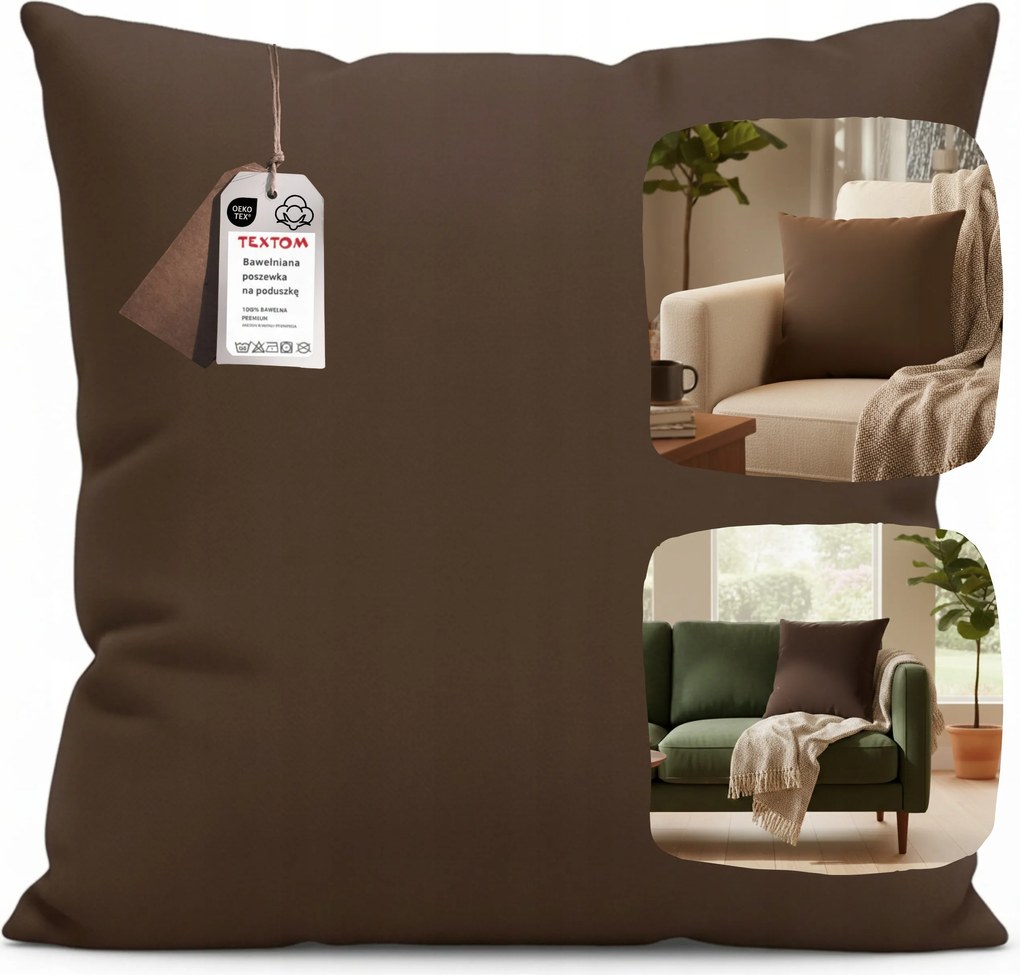 Párnahuzat 40x40cm Schoko Pamut 100% Kellemes Cipzár Stílusos