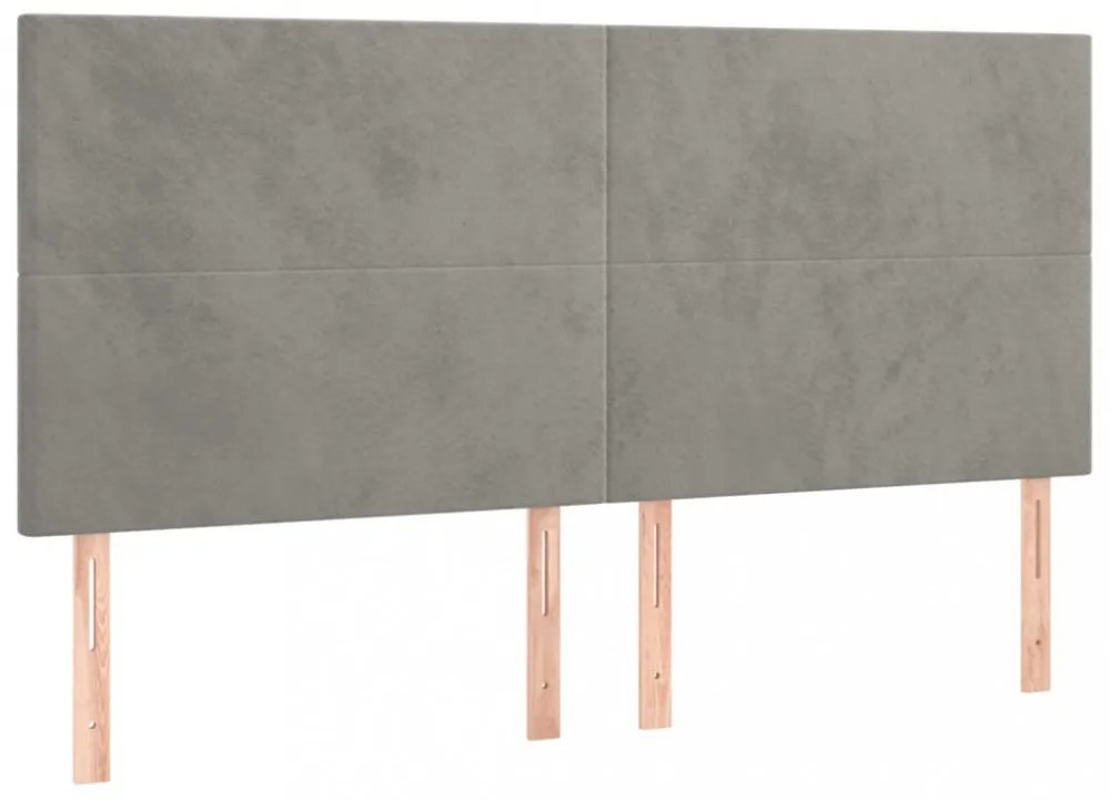 4 db világosszürke bársony fejtámla 100x5x78/88 cm
