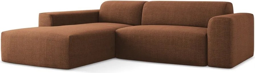Terrakotta színű sarokkanapé (bal oldali-heverő résszel) Keli – Makamii