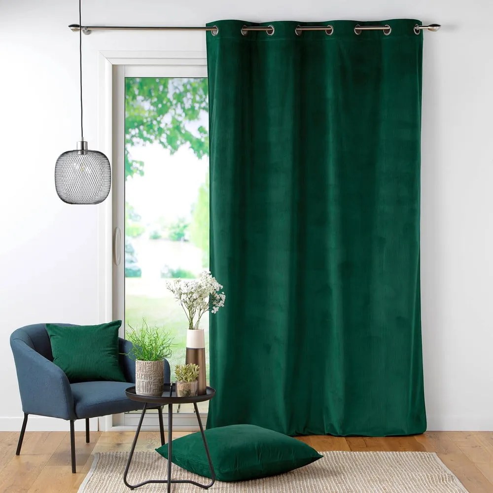 Zöld kordbársony függöny 140x260 cm Casual – douceur d'intérieur