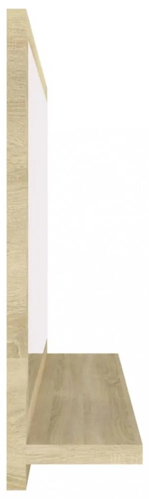 sonoma tölgy színű szerelt fa fürdőszobai tükör 60x10,5x37 cm