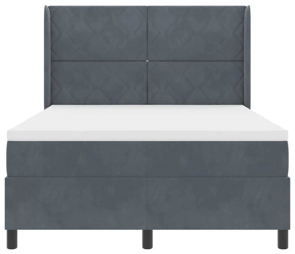 Boxspring Ágy Matraccal és LED-del Sötétszürke 160x200 cm Bársonyos