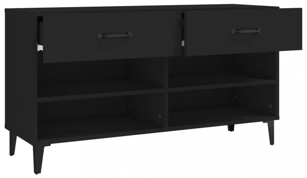 fekete szerelt fa cipősszekrény 102x35x55 cm
