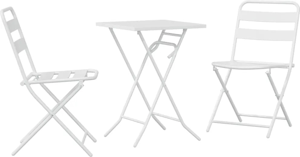 vidaXL Kert Bistro Készlet 3 pcs Fehér Acél