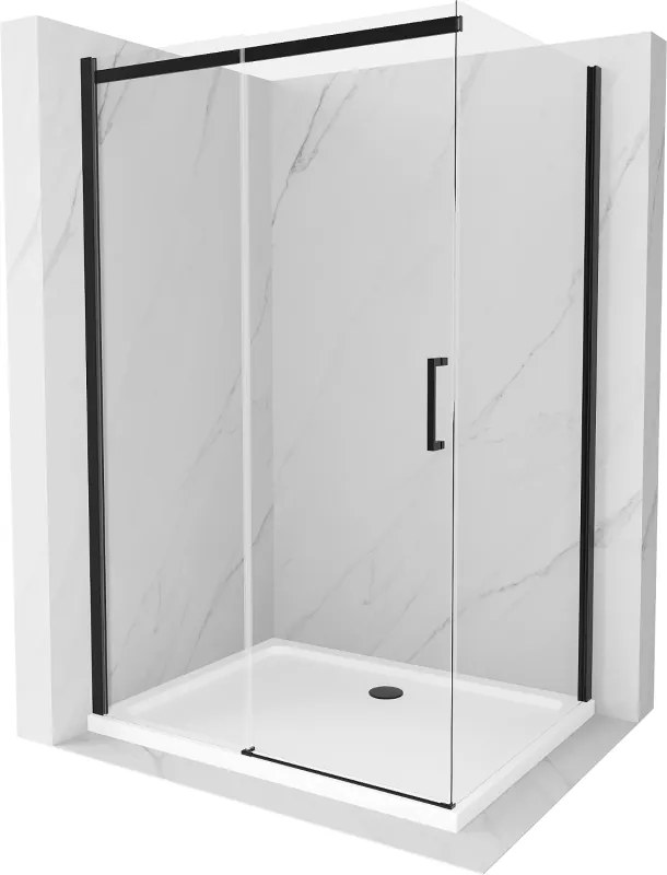 Mexen Omega 100 x 70 cm-es toló zuhanykabin, átlátszó, fekete + Flat zuhanytálca, fehér - 825-100-070-70-00-4010B