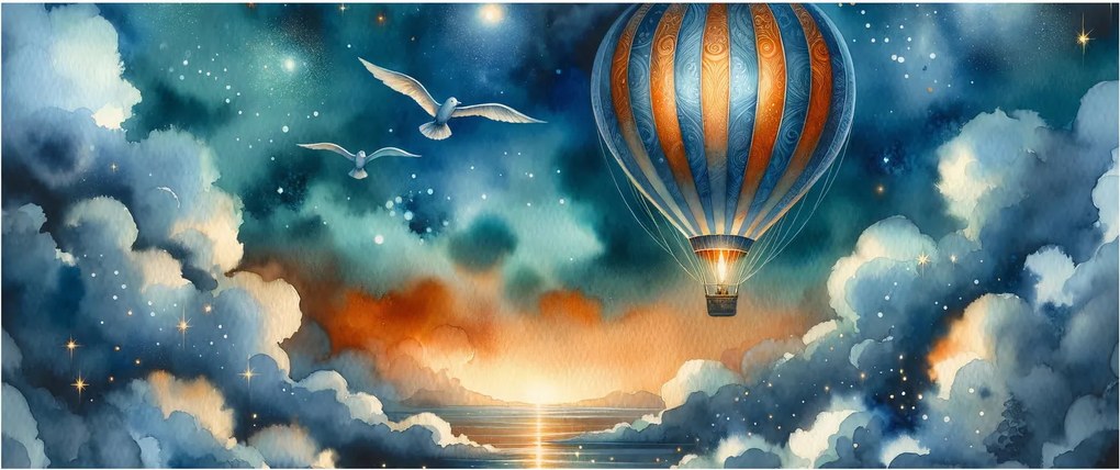 Kép - Repülés az éjjeli ég alatt (120x50 cm)
