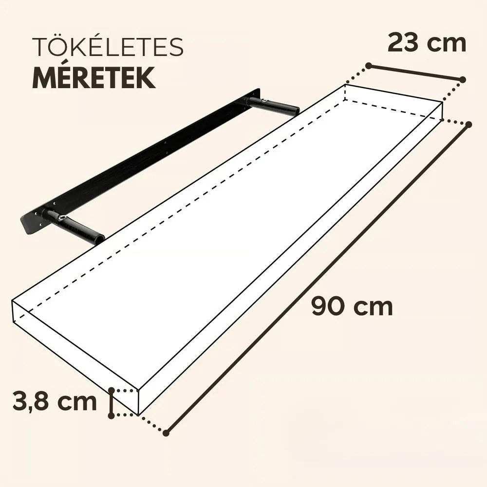 FIGO + fali polc konzollal, 90cm, fekete Casaria