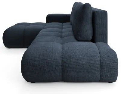 Kihúzható kárpitozott sarokülőgarnitúra tárolóval, L-alakú, ALMADA, balos, kék