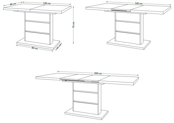 Kinyitható PAOLO étkezőasztal craft tölgy/fekete