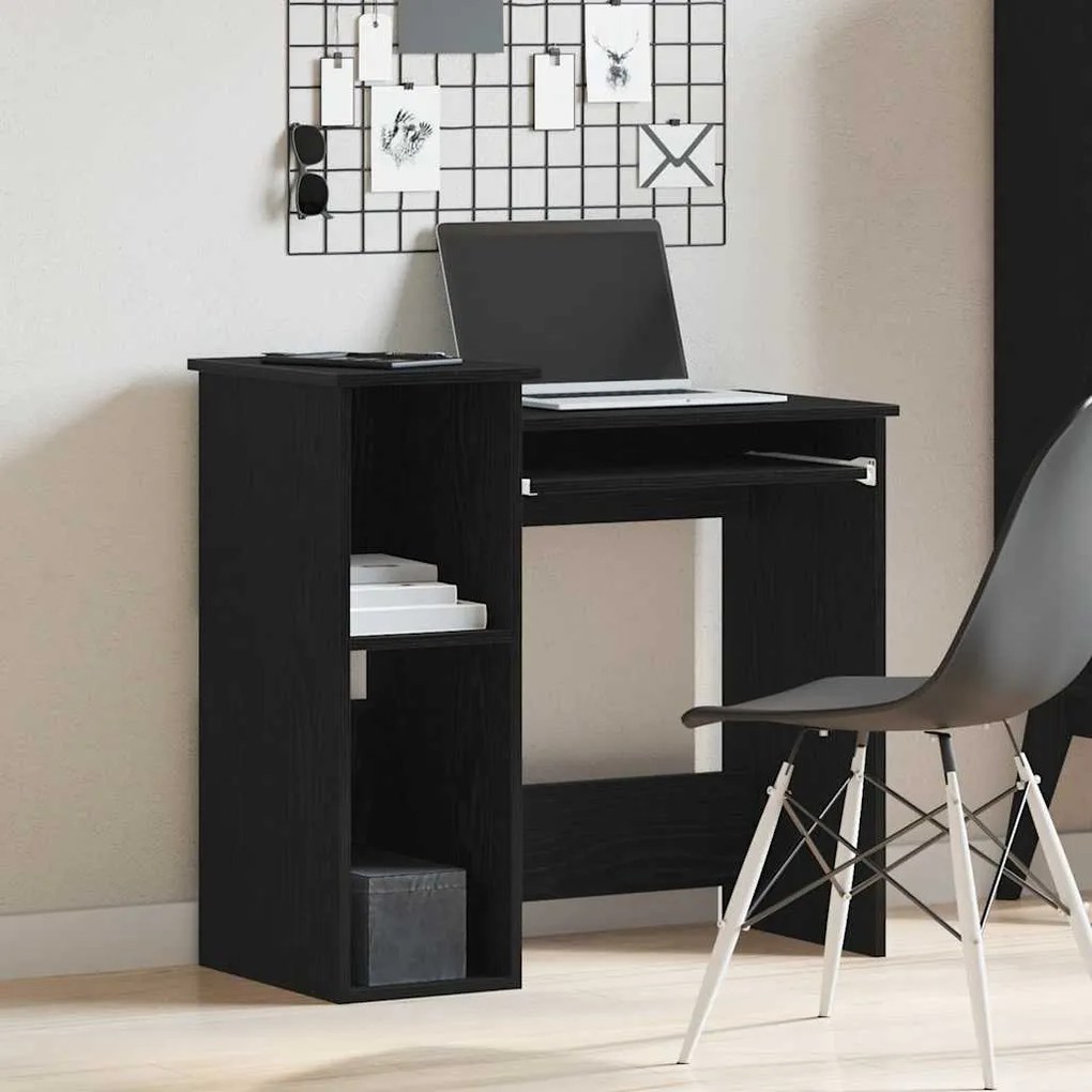 fekete forgácslap íróasztal polcokkal 84x40x78 cm