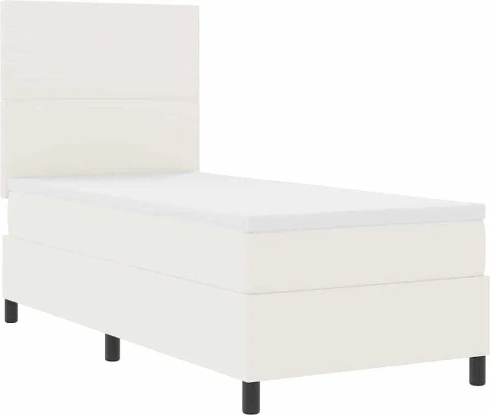 vidaXL Boxrugós ágy Krém és fehér 90 x 190 cm Bársonyos szövet