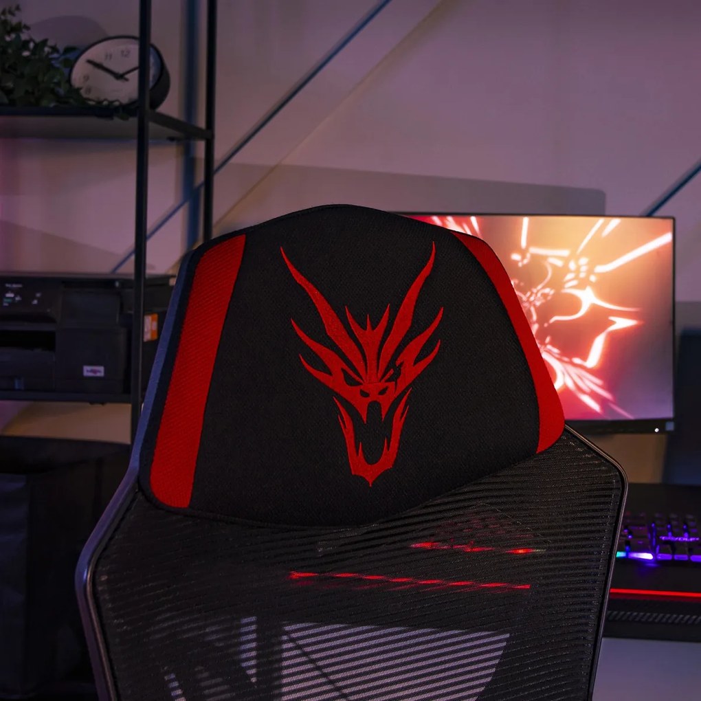 Gamer Forgószék Fekete/Piros Színben. Teherbírás: 150 kg. BING