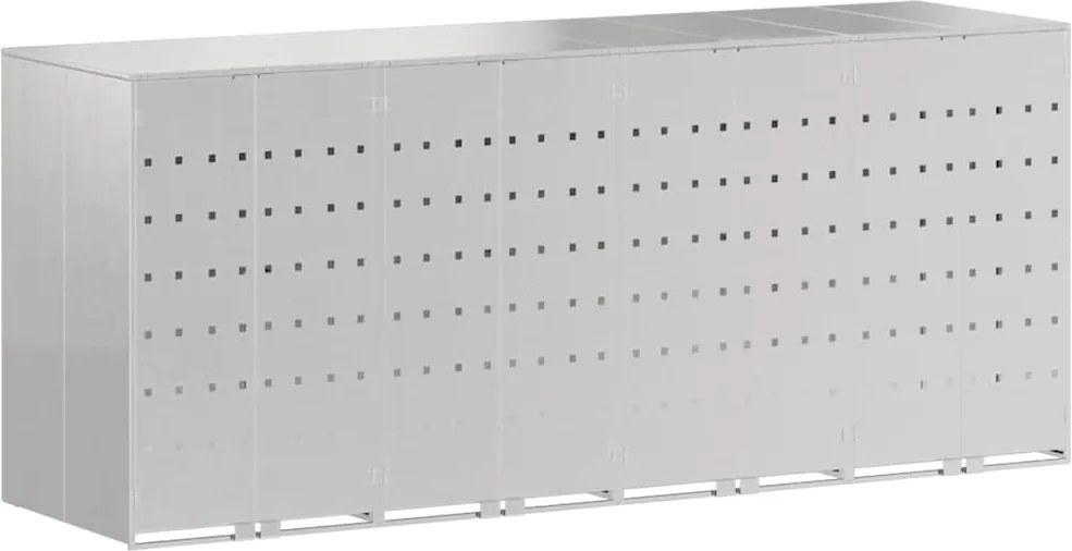 vidaXL Gurulós kuka tároló 3 kukához Ezüst 340 x 77.5 x 115.5 cm