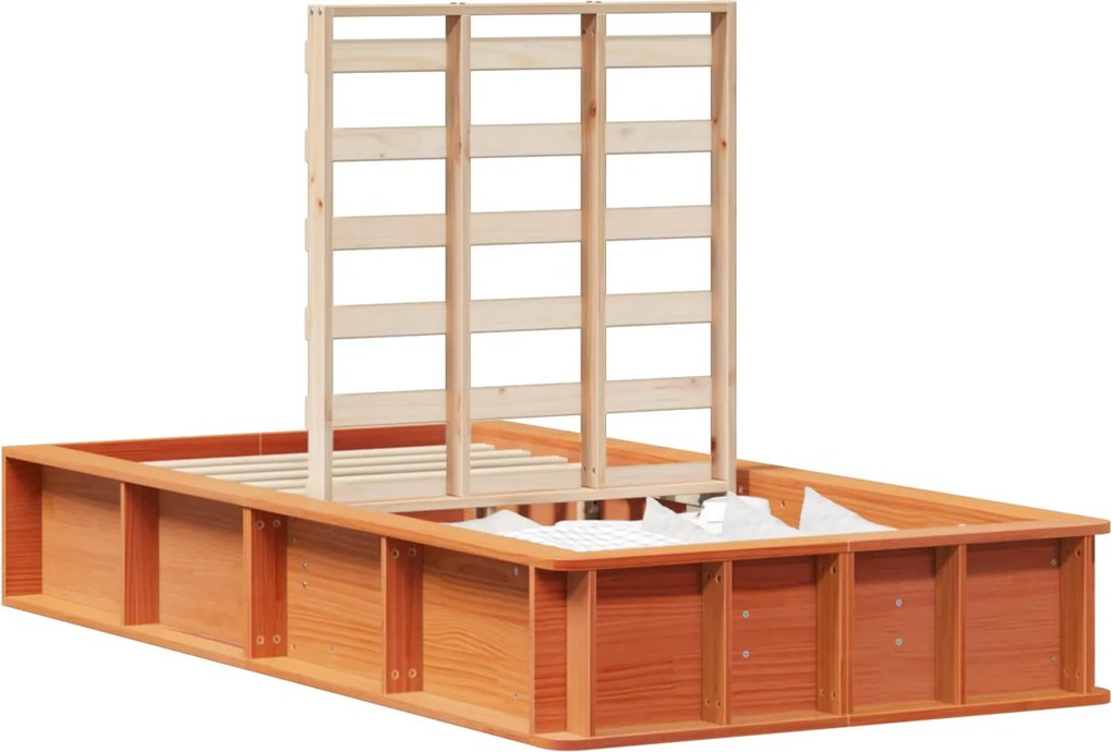 vidaXL Ágykeret Faggyú barna 100 x 200 cm Tömör fenyőfa