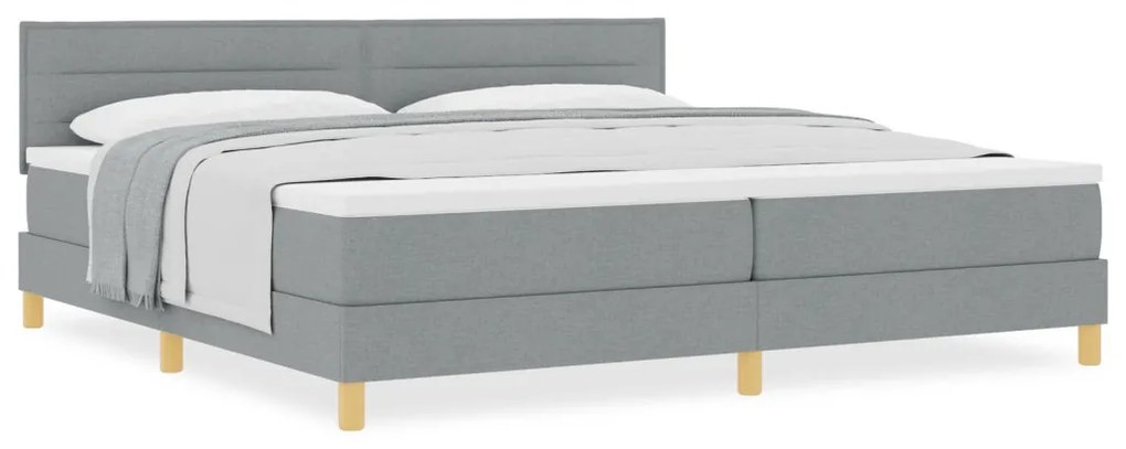 Box Spring Ágy Matraccal Világosszürke 200x200 cm Textil