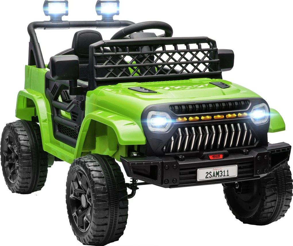 AIYAPLAY Elektromos Autó Gyerekeknek 3+ Év - Akkumulátoros 12V Autó Távvezérléssel, Állítható Sebességgel, USB Fényszóróval és Duda Zöld | Aosom
