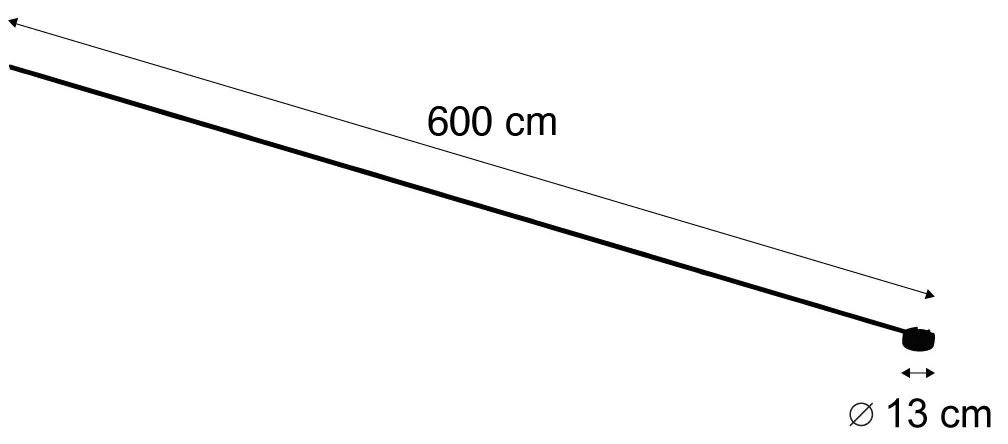 Modern fekete sínrendszer 1 fázisú, 600 cm, kerek tápegységgel - Magnetic