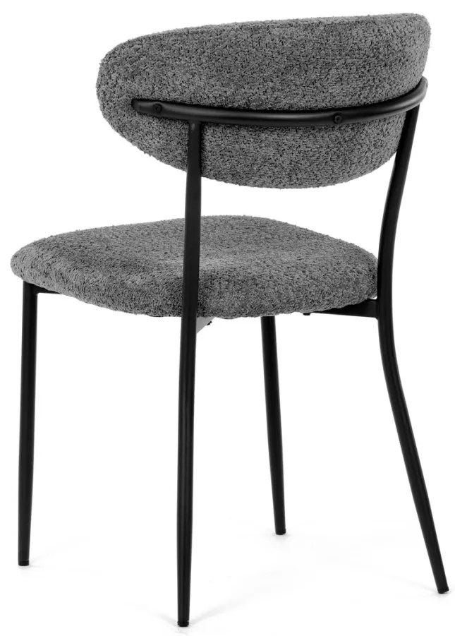 Scaun de sufragerie, stofa gri, picioare metalice negre