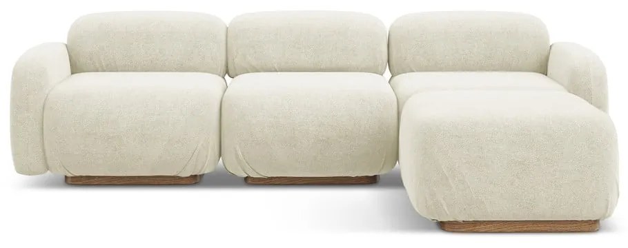 Krémszínű buklé moduláris sarokkanapé Ailani – Makamii