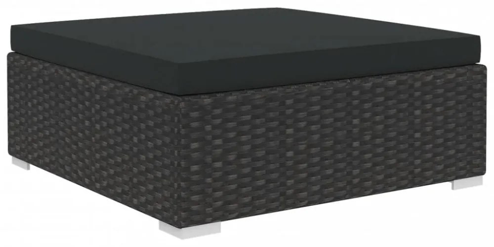 8 részes fekete polyrattan kertibútor-garnitúra párnákkal