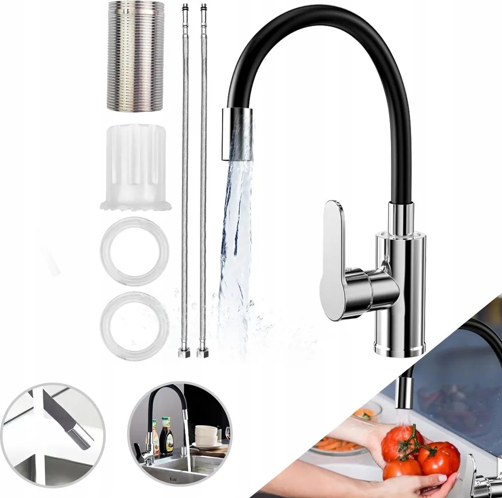 Konyhai Csaptelep Flexibilis Felső Forgatható Kifolyócső, 360°-BAN Elforgatható Csaptelep