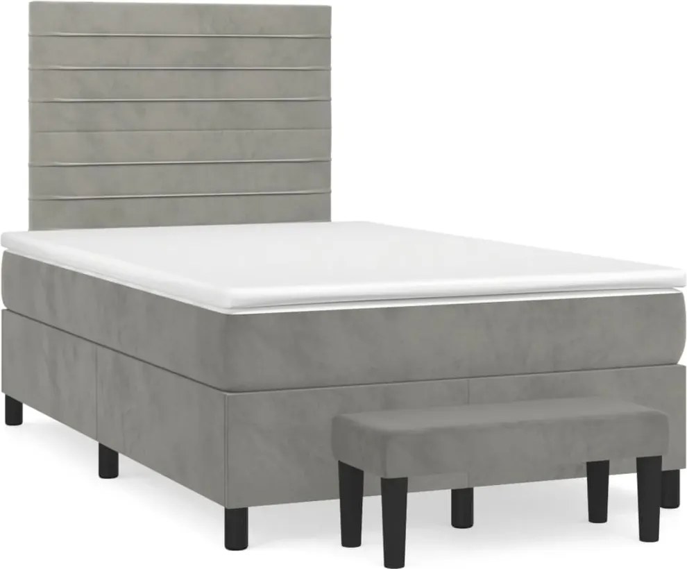 vidaXL világosszürke bársony rugós ágy matraccal 120 x 200 cm