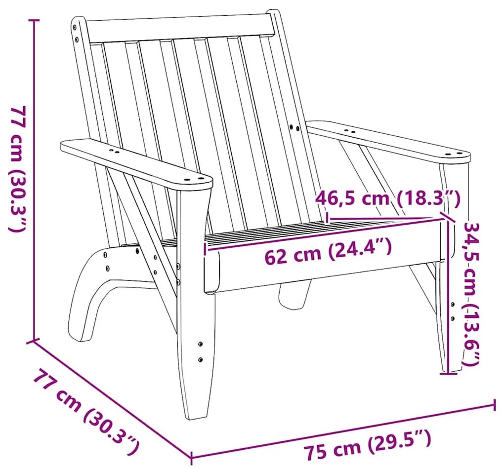 Kerti adirondack szék viaszbarna 75x77x77 cm tömör fa fenyőfa