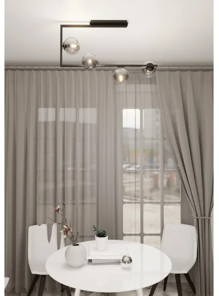 Csillár rúdon SOMA 4xE14/10W/230V fekete/szürke