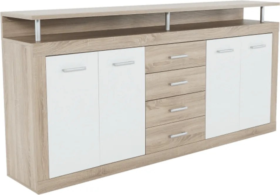 Komód, sonoma tölgyfa/fehér, JUNO - JACHIM NEW
