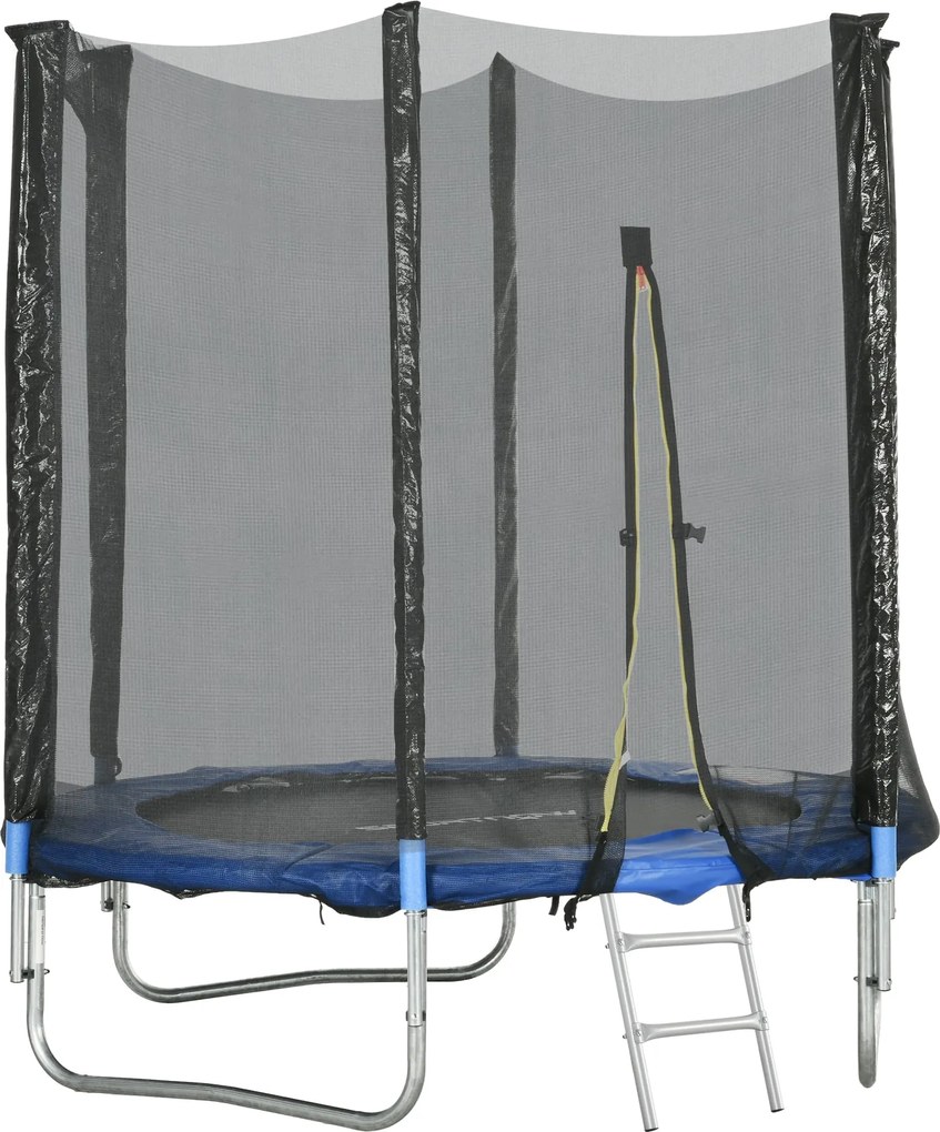 SPORTNOW Kültéri Gyerek Trambulin, 180cm Átmérőjű Kerti Trambulin Gyerekeknek Biztonsági Hálóval, Párnázott Oszlopokkal és Lépcsővel, Gyerekek, Tinédz