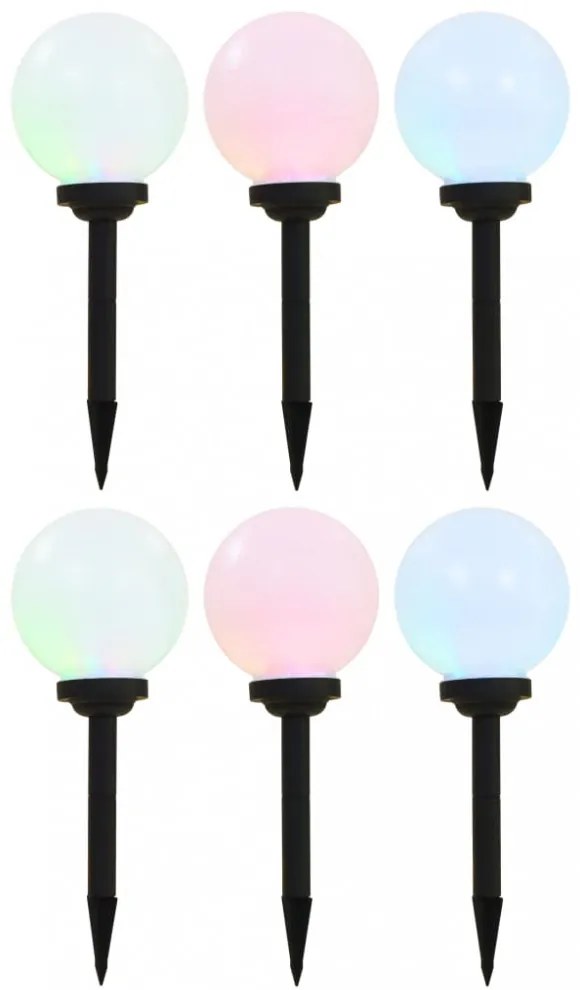 6 db napelemes kültéri LED gömblámpa 20 cm RGB